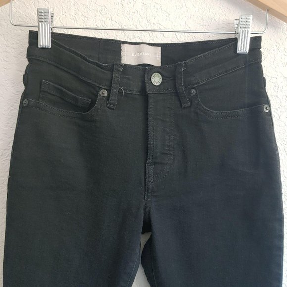 Everlane Mid-Rise Slim Skinny Ankle Black Jeans Size 26 Stretch Sustainable - Picture 3 of 7